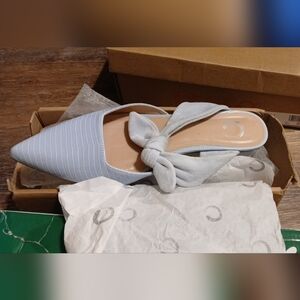 Blue flats for women and black knee high boots